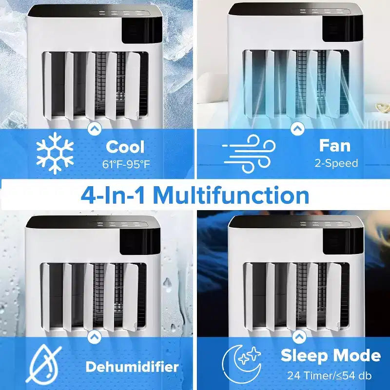 Aires Acondicionados Portátiles ZAFRO, Unidad de Aire Acondicionado Portátil con Modos Frío, Ventilador y Deshumidificación/Enfriamiento Rápido/Eficiencia Energética/Control Remoto