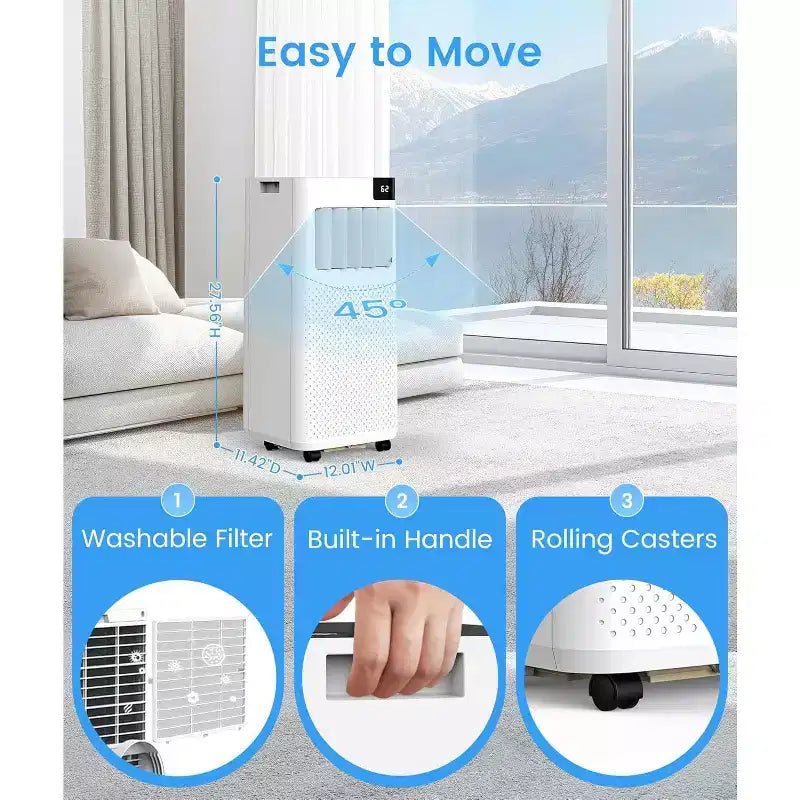 Aires Acondicionados Portátiles ZAFRO, Unidad de Aire Acondicionado Portátil con Modos Frío, Ventilador y Deshumidificación/Enfriamiento Rápido/Eficiencia Energética/Control Remoto