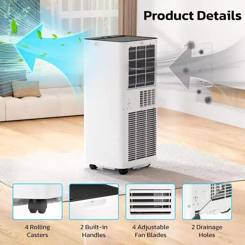 Aire Acondicionado Portátil ZAFRO, Unidad de CA Portátil de 4 Modos con Enfriamiento Rápido/Eficiencia Energética/Control Remoto/Temporizador de 24 Horas para Dormitorio