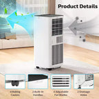 Aire Acondicionado Portátil ZAFRO, Unidad de CA Portátil de 4 Modos con Enfriamiento Rápido/Eficiencia Energética/Control Remoto/Temporizador de 24 Horas para Dormitorio