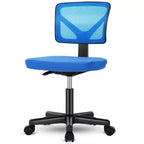 Silla de oficina de malla sin brazos con altura ajustable y soporte lumbar, silla de escritorio giratoria con ruedas para espacios pequeños