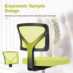 Silla de oficina de malla sin brazos con altura ajustable y soporte lumbar, silla de escritorio giratoria con ruedas para espacios pequeños