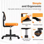 Silla de oficina de malla sin brazos con altura ajustable y soporte lumbar, silla de escritorio giratoria con ruedas para espacios pequeños