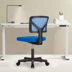 Silla de oficina de malla sin brazos con altura ajustable y soporte lumbar, silla de escritorio giratoria con ruedas para espacios pequeños