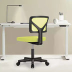 Silla de oficina de malla sin brazos con altura ajustable y soporte lumbar, silla de escritorio giratoria con ruedas para espacios pequeños