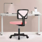 Silla de oficina de malla sin brazos con altura ajustable y soporte lumbar, silla de escritorio giratoria con ruedas para espacios pequeños