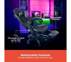 Sillón Gamer RadioShack negro y gris, sillón ergonómico estilo competición con altura ajustable, reposapiés, soporte lumbar y acolchado cómodo