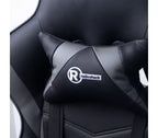 Sillón Gamer RadioShack negro y gris, sillón ergonómico estilo competición con altura ajustable, reposapiés, soporte lumbar y acolchado cómodo