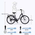 Bicicleta de dama Zeus & Ruta de 24 pulgadas con 7 velocidades y cuadro de acero