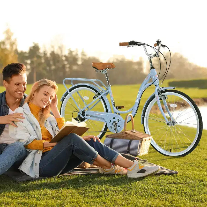 Bicicleta de dama Zeus & Ruta de 24 pulgadas con 7 velocidades y cuadro de acero