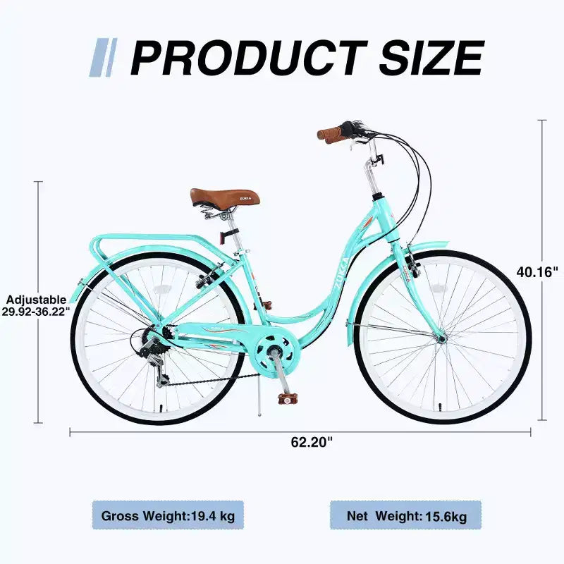 Bicicleta de dama Zeus & Ruta de 24 pulgadas con 7 velocidades y cuadro de acero