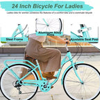 Bicicleta de dama Zeus & Ruta de 24 pulgadas con 7 velocidades y cuadro de acero