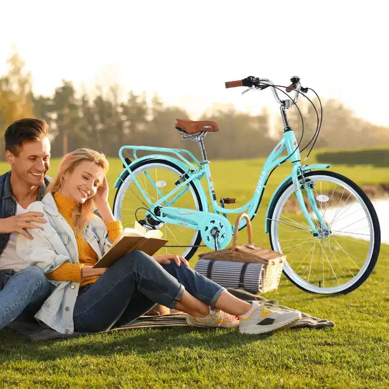 Bicicleta de dama Zeus & Ruta de 24 pulgadas con 7 velocidades y cuadro de acero