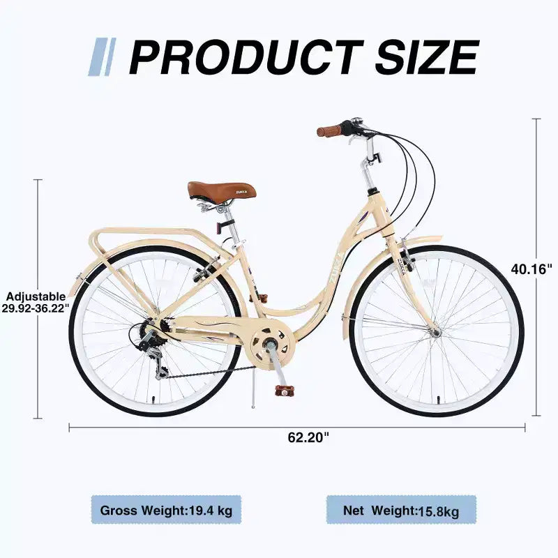 Bicicleta de dama Zeus & Ruta de 24 pulgadas con 7 velocidades y cuadro de acero