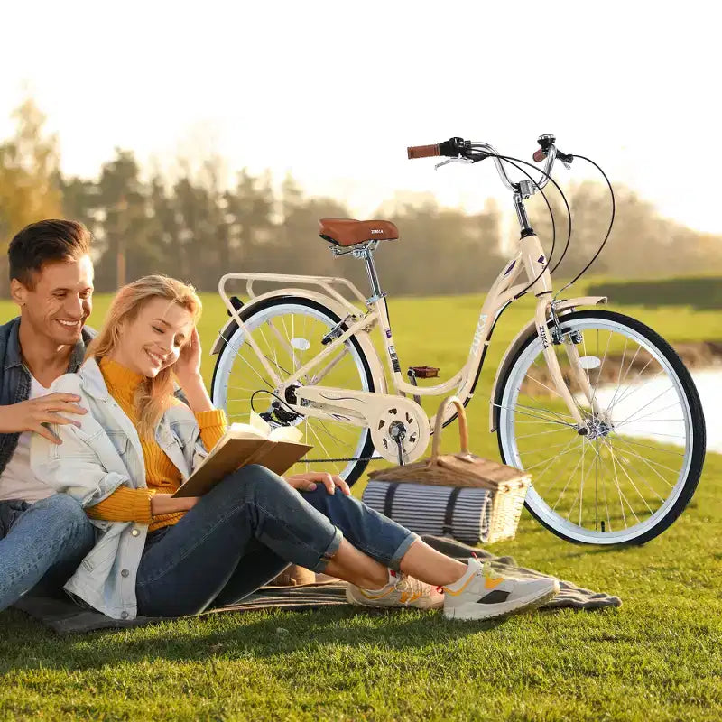 Bicicleta de dama Zeus & Ruta de 24 pulgadas con 7 velocidades y cuadro de acero