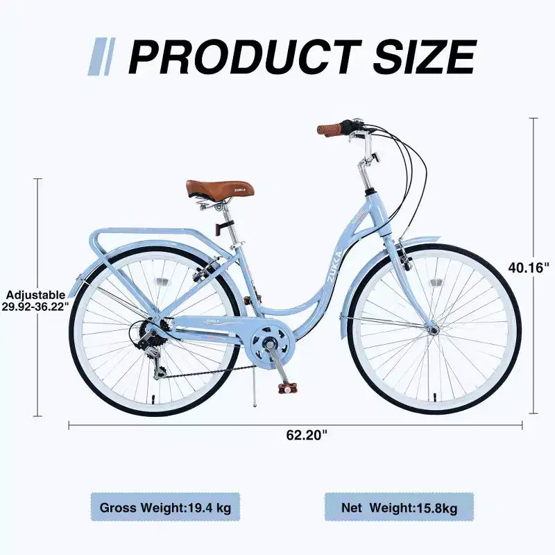 Bicicleta de dama Zeus & Ruta de 24 pulgadas con 7 velocidades y cuadro de acero