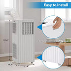 Aire acondicionado portátil de 8.000 BTU, enfría habitaciones de hasta 32,5 m², deshumidificador, ventilador, modo de suspensión, control remoto, unidad de CA silenciosa con kit de montaje para ventana