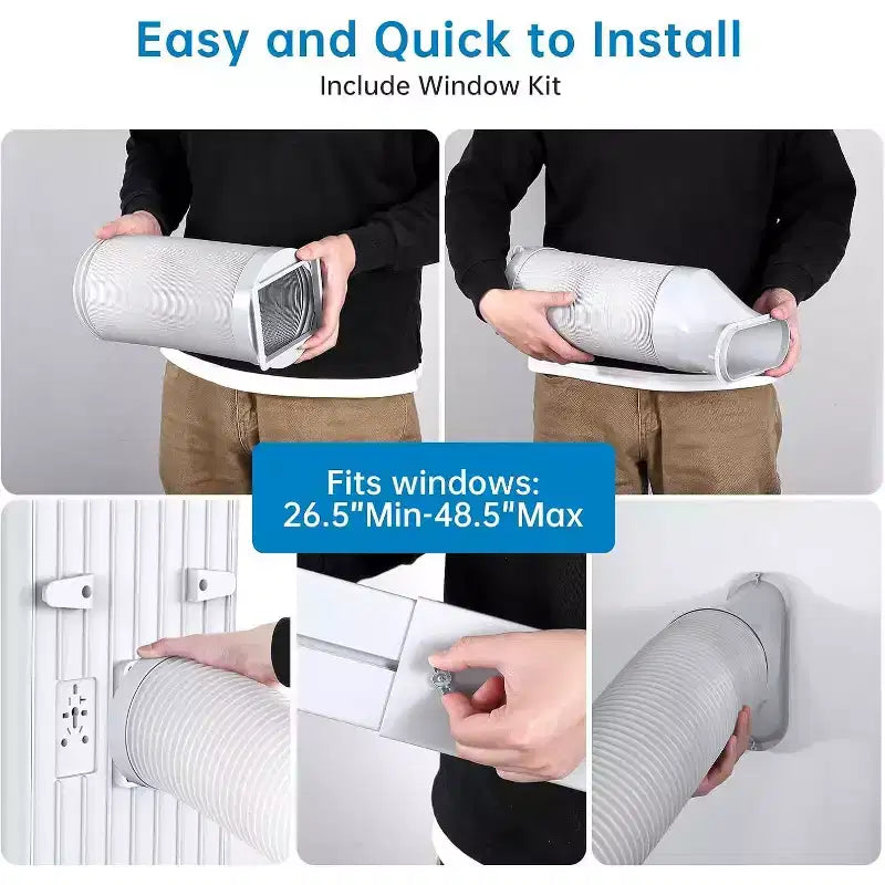 Aire acondicionado portátil de 8.000 BTU, enfría habitaciones de hasta 32,5 m², deshumidificador, ventilador, modo de suspensión, control remoto, unidad de CA silenciosa con kit de montaje para ventana