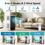 Aire acondicionado portátil de 8.000 BTU, enfría habitaciones de hasta 32,5 m², deshumidificador, ventilador, modo de suspensión, control remoto, unidad de CA silenciosa con kit de montaje para ventana