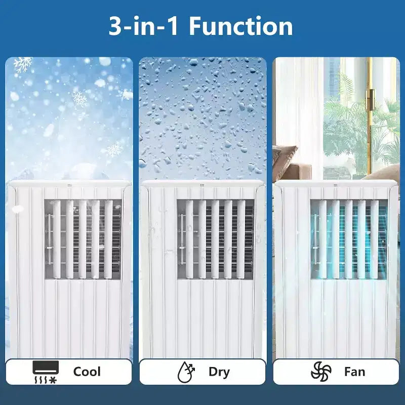 Aire acondicionado portátil de 8.000 BTU, enfría habitaciones de hasta 32,5 m², deshumidificador, ventilador, modo de suspensión, control remoto, unidad de CA silenciosa con kit de montaje para ventana