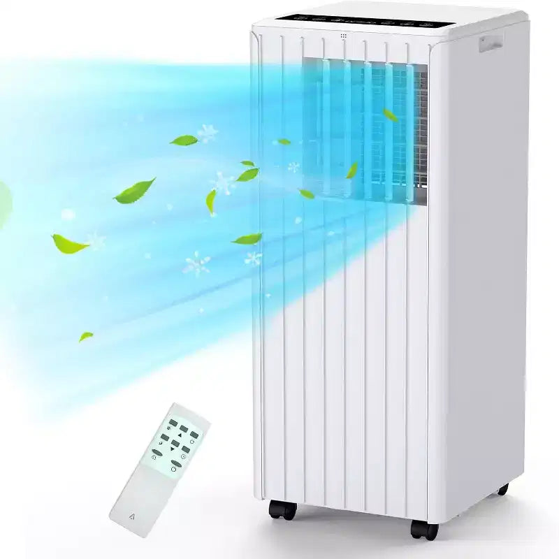 Aire acondicionado portátil de 8.000 BTU, enfría habitaciones de hasta 32,5 m², deshumidificador, ventilador, modo de suspensión, control remoto, unidad de CA silenciosa con kit de montaje para ventana