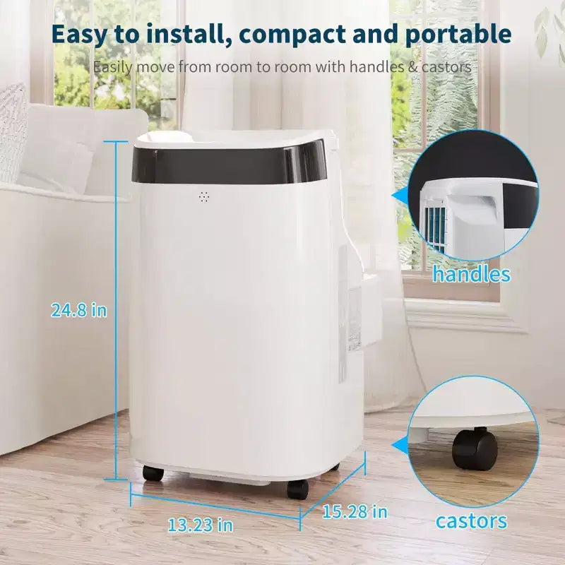 Aire acondicionado portátil Acekool 10000 BTU, 3 en 1 con ventilador y deshumidificador, control remoto, 3 velocidades, temporizador de 24 horas, enfría habitaciones de hasta 42 m², fácil instalación