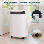 Aire acondicionado portátil Acekool 10000 BTU, 3 en 1 con ventilador y deshumidificador, control remoto, 3 velocidades, temporizador de 24 horas, enfría habitaciones de hasta 42 m², fácil instalación
