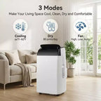 Aire acondicionado portátil Acekool 10000 BTU, 3 en 1 con ventilador y deshumidificador, control remoto, 3 velocidades, temporizador de 24 horas, enfría habitaciones de hasta 42 m², fácil instalación