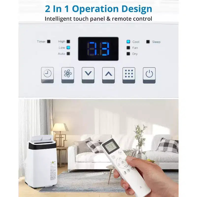 Aire acondicionado portátil Acekool 10000 BTU, 3 en 1 con ventilador y deshumidificador, control remoto, 3 velocidades, temporizador de 24 horas, enfría habitaciones de hasta 42 m², fácil instalación