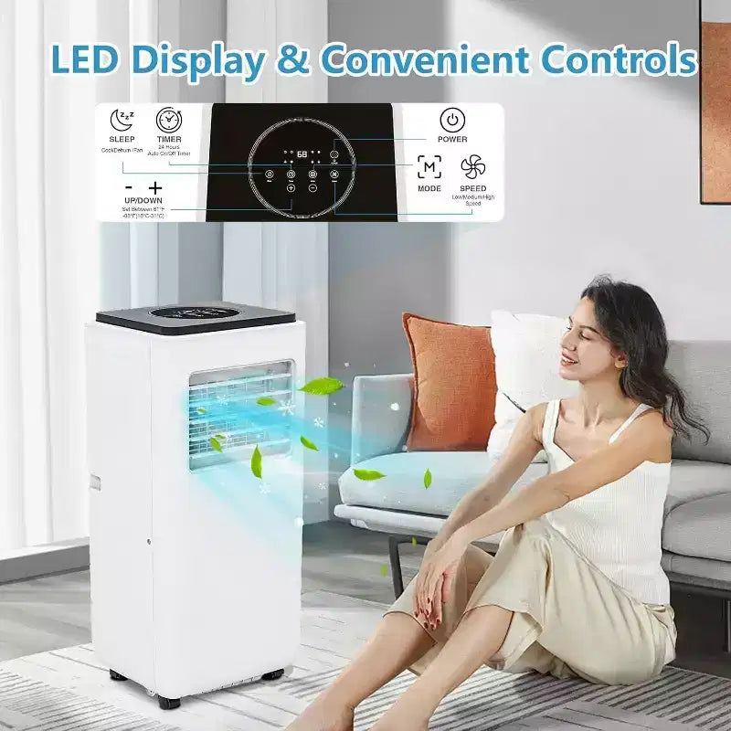 Acekool Aire Acondicionado Portátil de 14000 BTU, 3 en 1 Silencioso con Deshumidificador y Ventilador, Control Remoto, Temporizador, Enfría hasta 70 m², Fácil Instalación, Movilidad