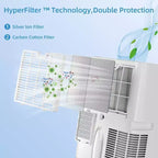 Acekool Aire Acondicionado Portátil de 14000 BTU, 3 en 1 Silencioso con Deshumidificador y Ventilador, Control Remoto, Temporizador, Enfría hasta 70 m², Fácil Instalación, Movilidad