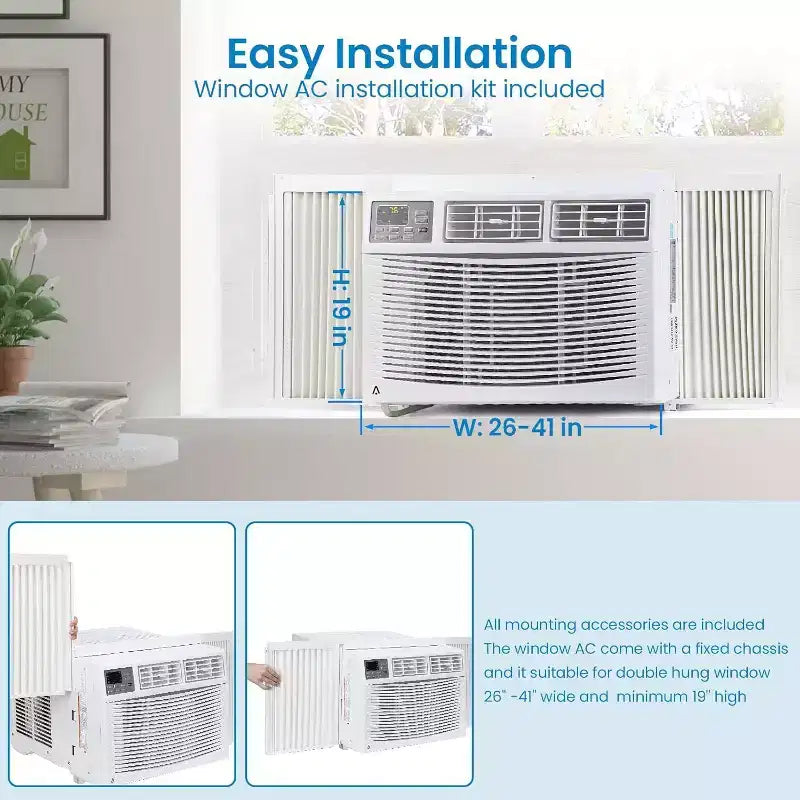 Acekool Aire Acondicionado de Ventana de 10000 BTU, Unidad de CA Inteligente con Wi-Fi Enfría Habitaciones de Hasta 42 m², Silencioso, Ahorro de Energía, Control por Aplicación Remota, Fácil Instalación