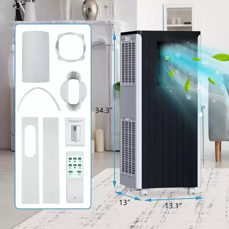 Acekool 8000 BTU Aire Acondicionado Portátil, Silencioso 3 en 1 con Control Remoto, Enfría Hasta 350 Pies Cuadrados, Deshumidificador, Ventilador, Temporizador de 24H