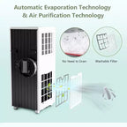 Acekool 8000 BTU Aire Acondicionado Portátil, Silencioso 3 en 1 con Control Remoto, Enfría Hasta 350 Pies Cuadrados, Deshumidificador, Ventilador, Temporizador de 24H