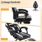 Silla gaming de altura regulable con giro de 360 grados, reposapiés retráctil y reposacabezas, silla ergonómica de oficina de piel sintética con respaldo alto para ordenador