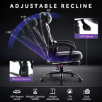 Silla gaming de altura regulable con giro de 360 grados, reposapiés retráctil y reposacabezas, silla ergonómica de oficina de piel sintética con respaldo alto para ordenador