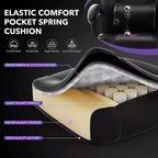 Silla gaming de altura regulable con giro de 360 grados, reposapiés retráctil y reposacabezas, silla ergonómica de oficina de piel sintética con respaldo alto para ordenador