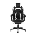Silla gaming de altura regulable con giro de 360 grados, reposapiés retráctil y reposacabezas, silla ergonómica de oficina de piel sintética con respaldo alto para ordenador