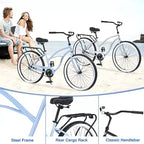 Bicicleta de paseo NAYSAYE Beach Cruiser, ruedas de 26 pulgadas, 7 velocidades, freno en V, sillín cómodo, bicicleta cruiser retro clásica, bicicleta urbana para mujeres, hombres y personas mayores.