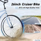Bicicleta de paseo NAYSAYE Beach Cruiser, ruedas de 26 pulgadas, 7 velocidades, freno en V, sillín cómodo, bicicleta cruiser retro clásica, bicicleta urbana para mujeres, hombres y personas mayores.