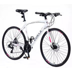 NAYSAYE Bicicleta Híbrida de 24 Velocidades Frenos de Disco Cuadro de Aluminio para Hombres y Mujeres para Ciclismo Urbano, Blanca, 67.32*14.56*39.37