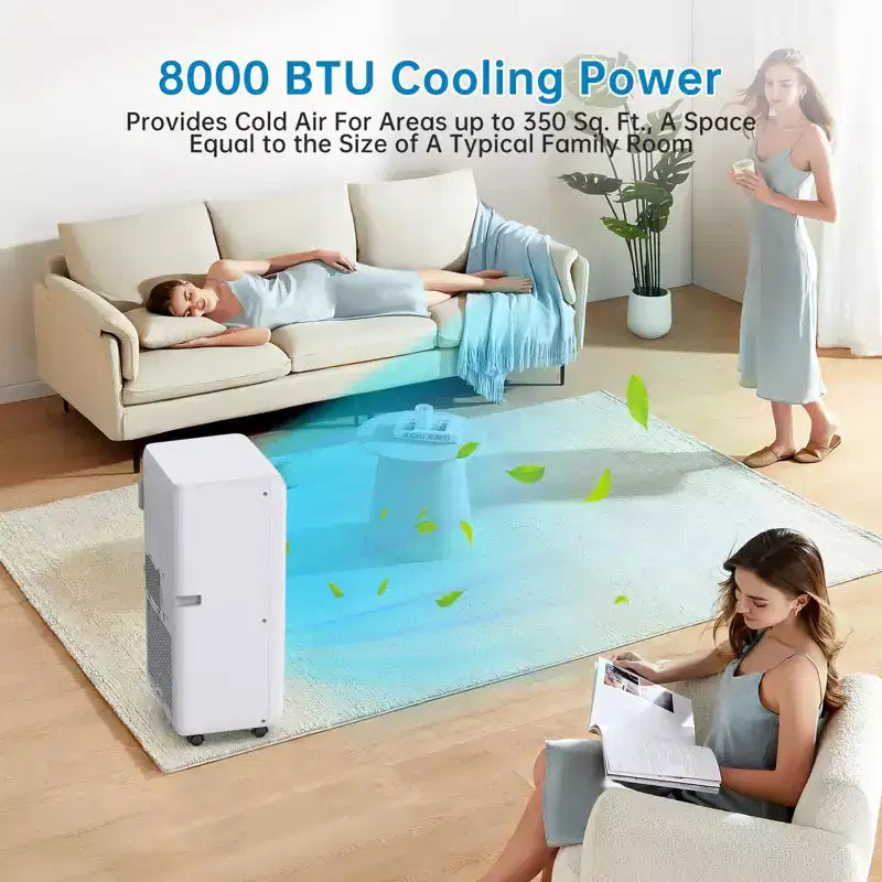 Aire Acondicionado Portátil de 8000 BTU con Enfriamiento Eficiente, Diseño Compacto y Ligero para Fácil Portabilidad, Ideal para Habitaciones Pequeñas a Medianas