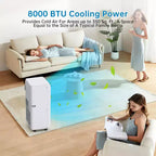 Aire Acondicionado Portátil de 8000 BTU con Enfriamiento Eficiente, Diseño Compacto y Ligero para Fácil Portabilidad, Ideal para Habitaciones Pequeñas a Medianas