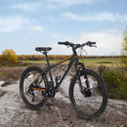 Bicicleta de montaña NAYSAYE de 26 pulgadas y 21 velocidades con frenos de disco mecánicos para todoterreno, naranja, 71*25*39.3