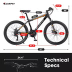 Bicicleta de montaña NAYSAYE de 26 pulgadas y 21 velocidades con frenos de disco mecánicos para todoterreno, naranja, 71*25*39.3