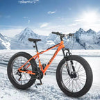 Bicicleta NAYSAYE de 26 pulgadas con neumáticos gruesos, 21 velocidades, engranaje completo para adultos y jóvenes para todoterreno, naranja, 74*25*41