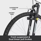 Bicicleta de montaña MTB de 26 pulgadas hykolity para ciclismo al aire libre de 18 velocidades, bicicletas deportivas todoterreno con suspensión completa para adultos, hombres y unisex, color blanco