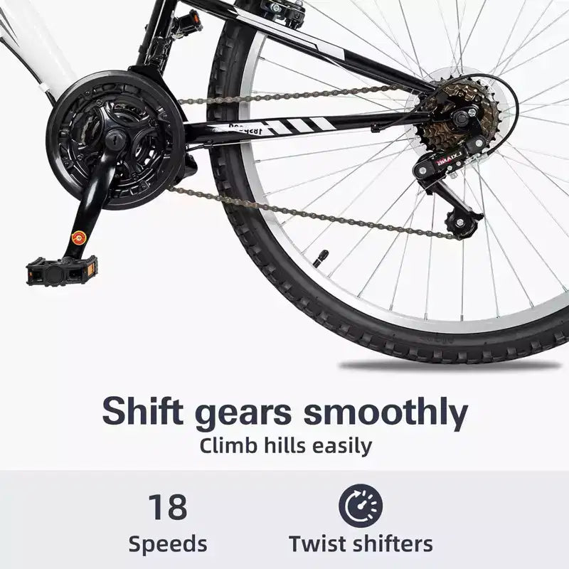 Bicicleta de montaña MTB de 26 pulgadas hykolity para ciclismo al aire libre de 18 velocidades, bicicletas deportivas todoterreno con suspensión completa para adultos, hombres y unisex, color blanco