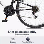 Bicicleta de montaña MTB de 26 pulgadas hykolity para ciclismo al aire libre de 18 velocidades, bicicletas deportivas todoterreno con suspensión completa para adultos, hombres y unisex, color blanco