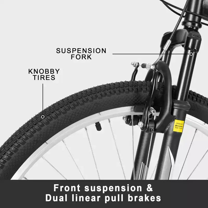 Bicicleta de montaña hykolity de 27.5 pulgadas MTB Ciclismo al aire libre 18 velocidades Bicicletas deportivas Todoterreno Suspensión total para adultos Hombres Unisex Negro